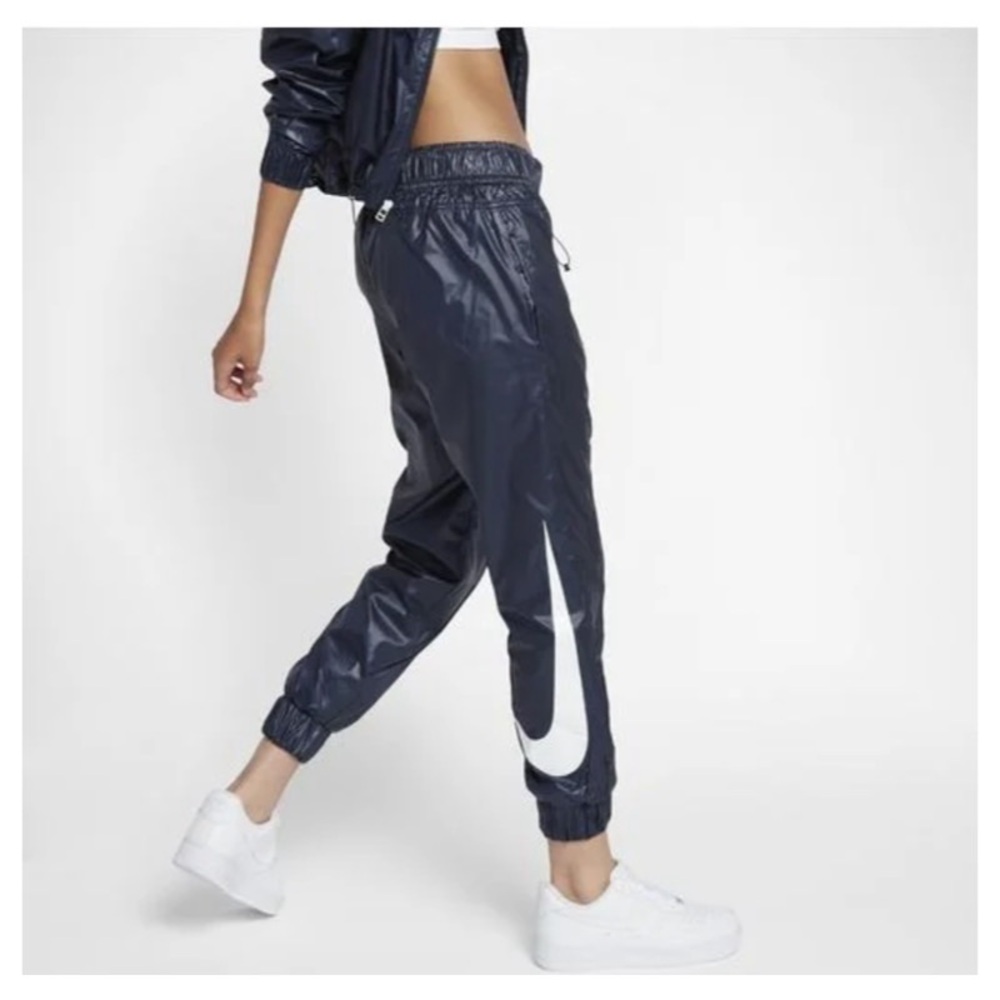 Nike Women's Dark Blue Joggers with White Swoosh Size S